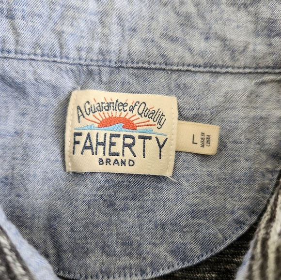 Faherty Long Sleeve Luxe Collared Heather Polo Grey Size Large - Picture 7 of 8